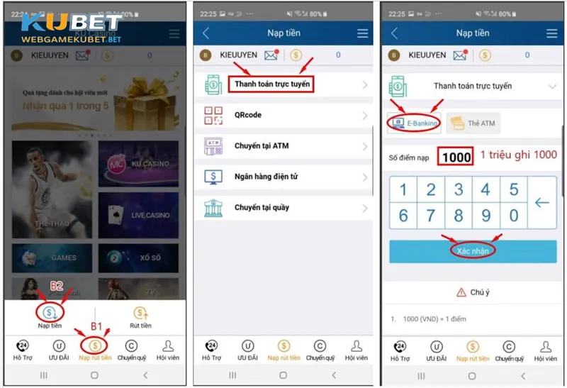 Hướng dẫn chi tiết từng bước về cách nạp tiền Kubet