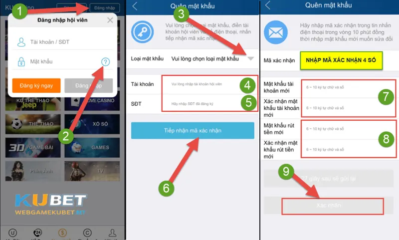 Lấy lại mật khẩu Kubet cực dễ